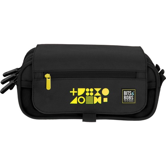 Portatodo Triple Con Solapa Bits&Bobs 23 Fluor Amarillo 3 Compartimentos Grafoplás