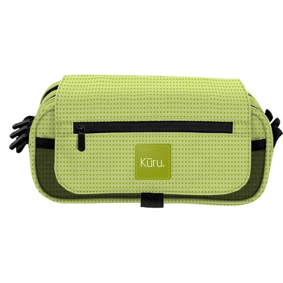 Portatodo Triple Con Solapa Kuru Verde Lima 3 Compartimentos Grafoplás
