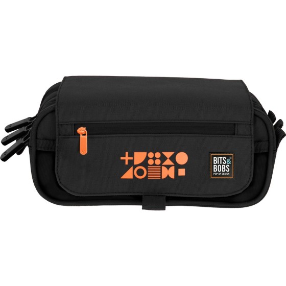 Portatodo Triple Con Solapa Bits&Bobs 23 Fluor Naranja 3 Compartimentos Grafoplás