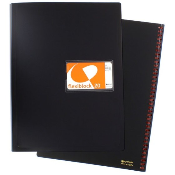 Flexibloc PP Opaco Rígido Folio 30 Fundas Negro FlexiBloc Grafoplás