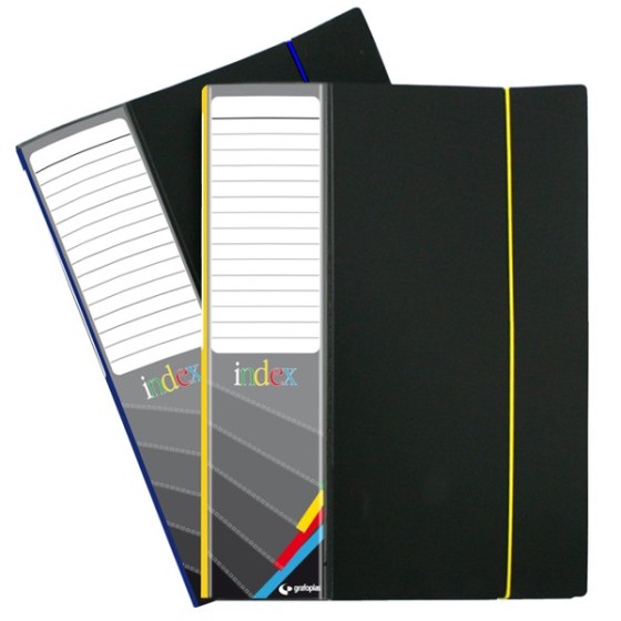 Carpeta Con Fundas   Index PP Opaco Rígido Folio 90 Fundas Negro  Index Grafoplás