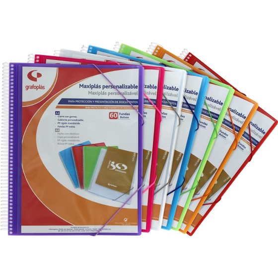 Carpeta Fundas PP Translúcido Rígido A4 40 Fundas Con Sobre Naranja Maxiplas Translúcido Grafoplás