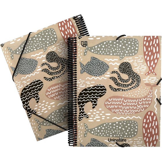 Carpeta Fundas Uninature Kraft Soft A4 40 Fundas Fsc Uninature Design Ballenas Grafoplás