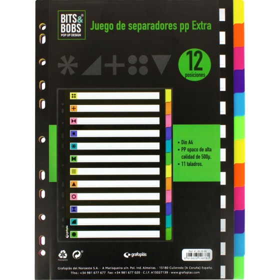 Separadores PP Opaco 10 Posiciones A4 11 Taladros Bits&Bobs 23 Grafoplás