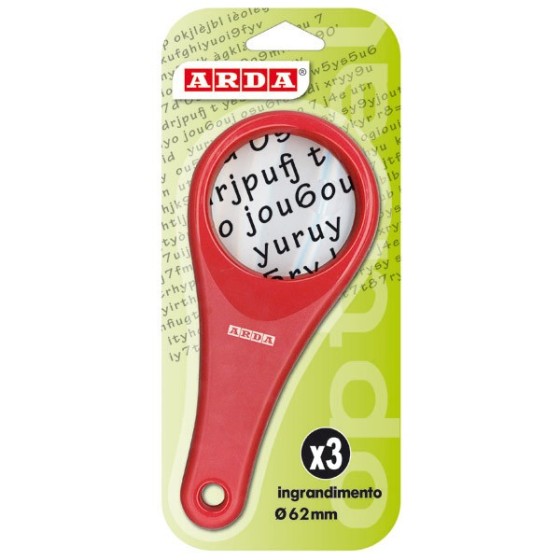 Lupa Grande 62mm X3 Aumentos Rojo Arda