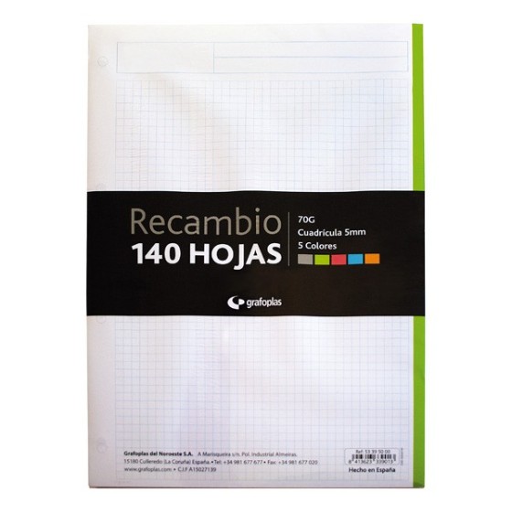 Recambios A4 140 Hojas 70 G 1 Linea Grafoplás