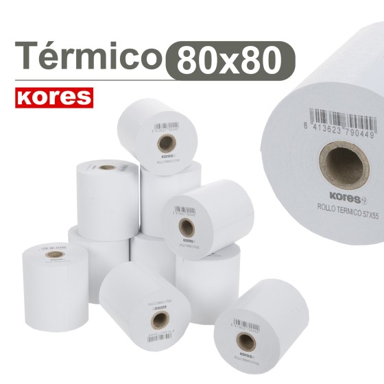 Rollos Papel Térmicos Sin Bisfenol A 80X80X12 mm 78 M Kores