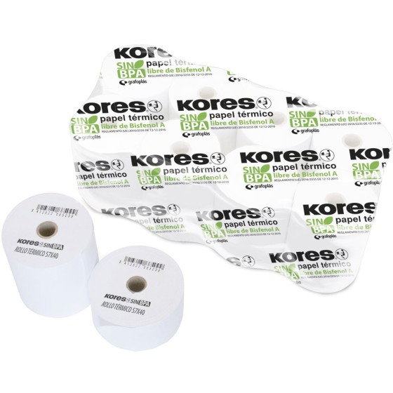 Rollos Papel Térmicos Sin Bisfenol A 57X40X12 mm "18.5 M" Kores