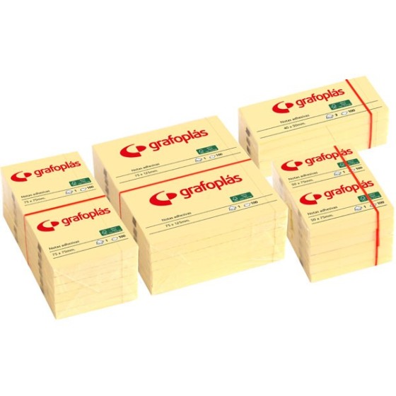 Bloc 100 Notas Adhesivas 75X50 mm Amarillo Grafoplás