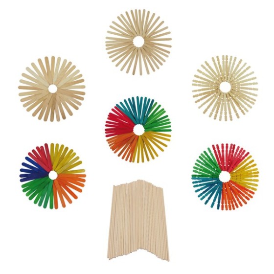 Pack 50 Palos De Madera 15 Cm Colores Surtidos Fixo Kids