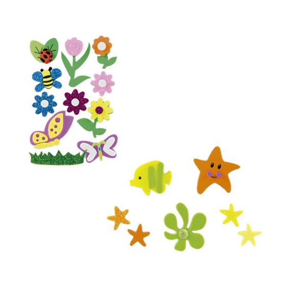 Set Figuras Adhesivas Goma Eva 3D Purpurina Complementos Fixo Kids