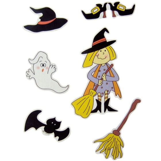 Set Figuras Madera  Halloween Adhesivas