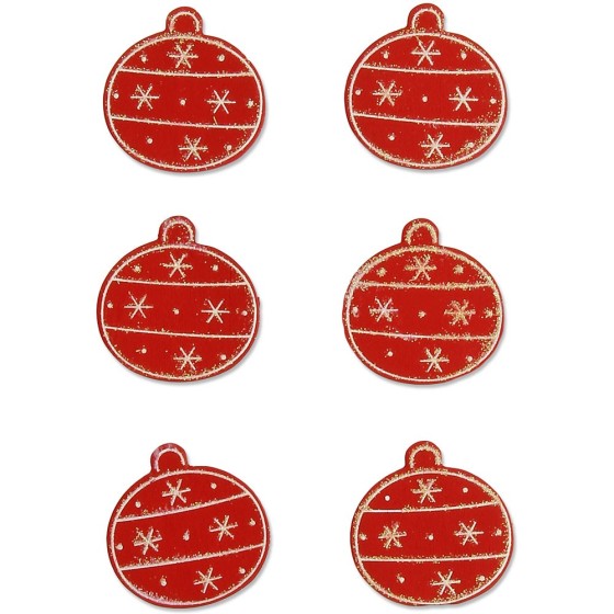 Set Figuras Madera  Bolas Nav.Adhesivas