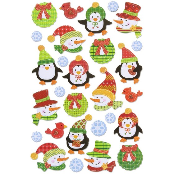 Pegatinas Goma Eva  Pingüinos+Nieve