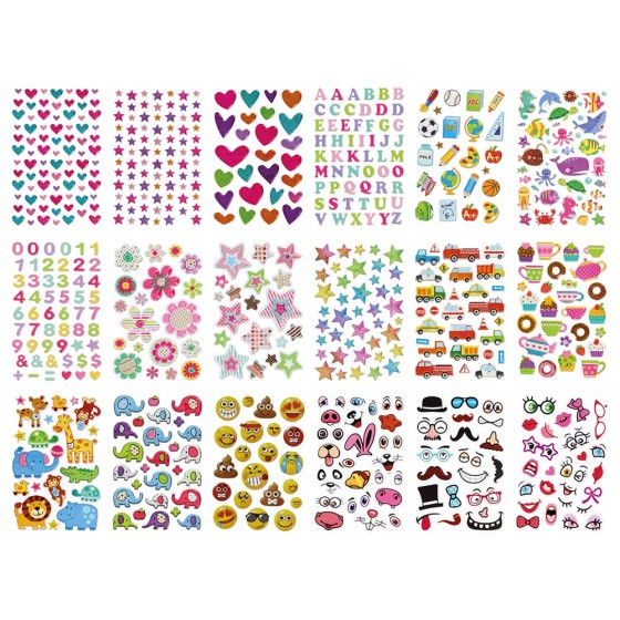 Set Figuras Adhesivas Plástico Brillo Con Relieve Señora Fixo Kids