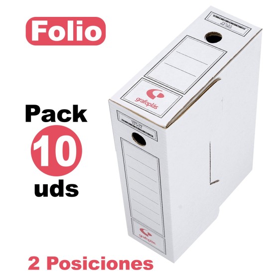 Pack 10 Uds Archivo Definitivo Cartón Folio Blanco Fsc Grafoplás