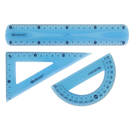 Set Regla-Cartabón-Semicírculo Flexible Colores Surtidos Westcott