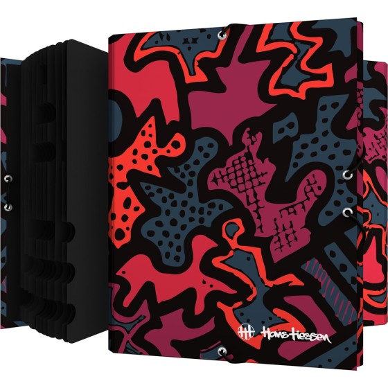 Clasificador Forrado Con Solapas Papel Plastificado Mate Gomas Folio Hans  Urban Orange Grafoplás