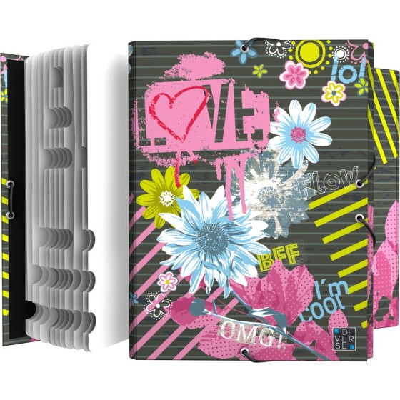 Clasificador Forrado Con Solapas Papel Plastificado Mate Gomas Folio Diverse  Flow Fsc Grafoplás