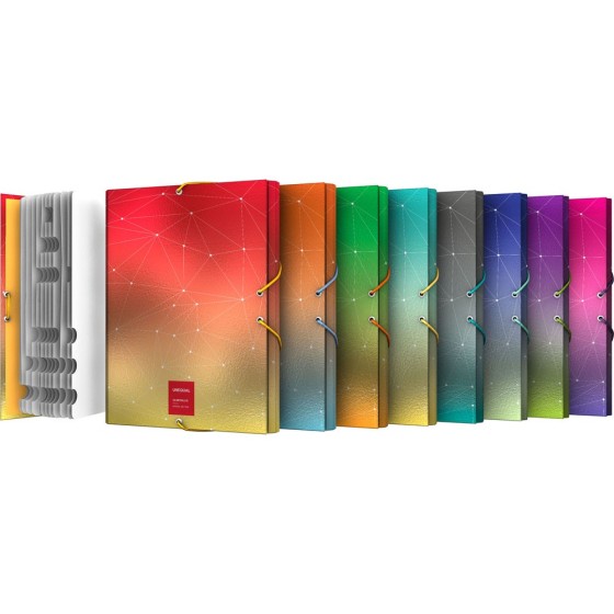 Clasificador Forrado Con Solapas Brillo Gomas Folio Colores Surtidos Unequal Metallic Metalic Fsc Grafoplás