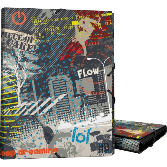 Carpeta Gomas Con 3 Solapas Papel Plastificado Mate Folio Fsc Diverse  City Grafoplás