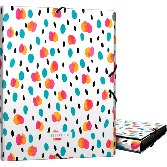 Carpeta Gomas Con 3 Solapas Papel Plastificado Brillo Folio Fsc Moniquilla  Gotas Grafoplás