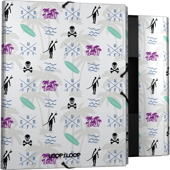 Carpeta Gomas Con 3 Solapas Papel Plastificado Soft Folio Fsc Loop The Loop  Beach Grafoplás