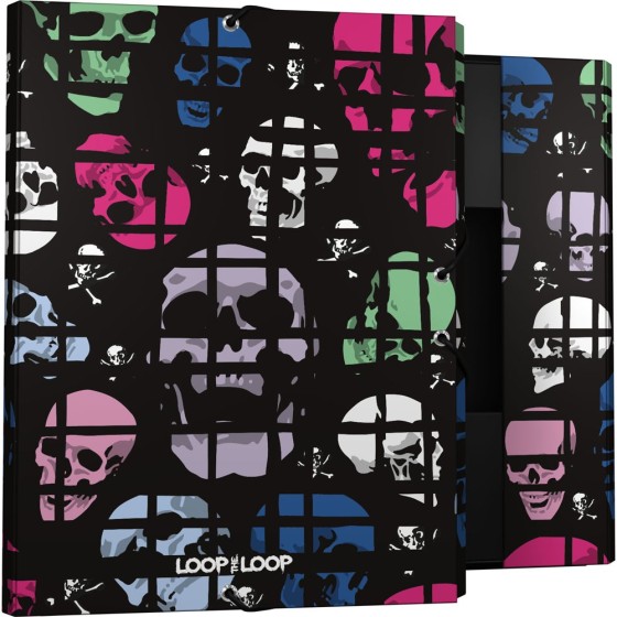 Carpeta Gomas Con 3 Solapas Papel Plastificado Soft Folio Fsc Loop The Loop  Skulls Grafoplás