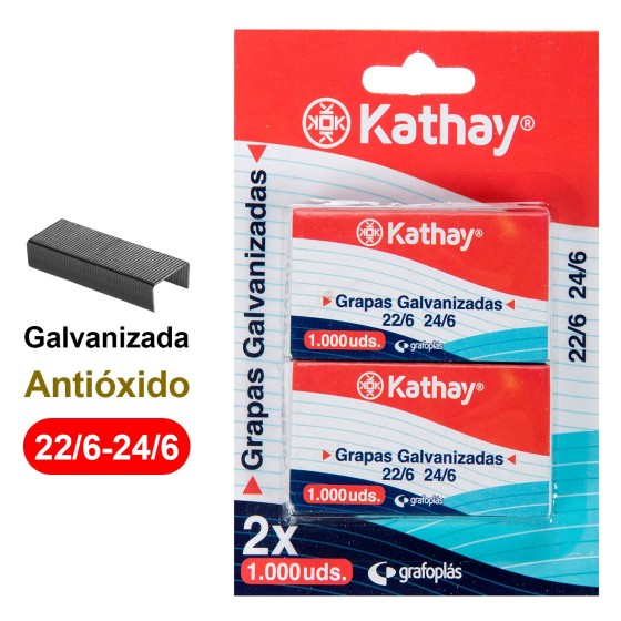 Blíster 2*1.000Uds. Grapas Galvanizadas 24/6 Kathay