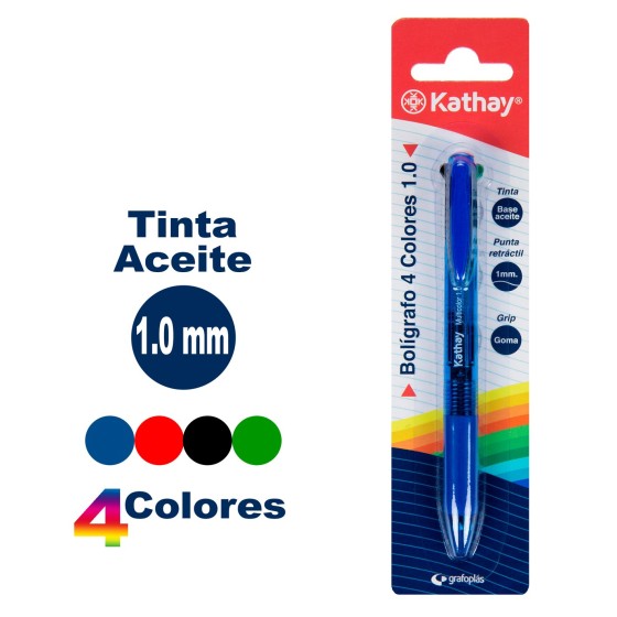 Blíster 1 Boligrafos Tinta Aceite 4 En 1 1.0 mm Kathay