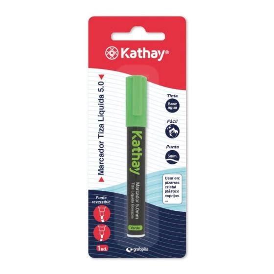 Blister 1 Rotuladores Tiza Punta Reversible Verde Kathay