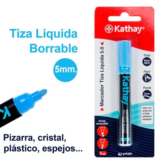Blister 1 Rotuladores Tiza Punta Reversible Azul Kathay