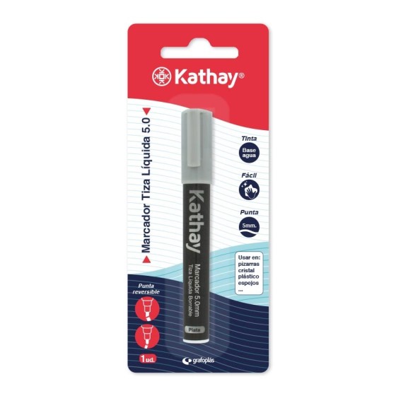 Blíster 1 Rotuladores Tiza Punta Reversible Plata Kathay