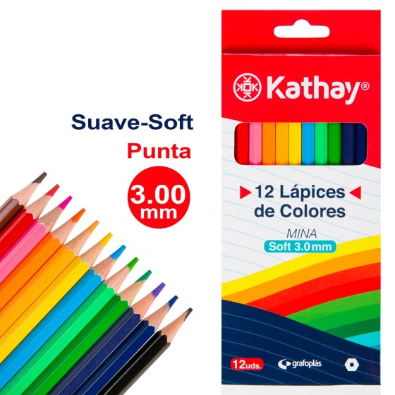 Caja 12 Lápices Colores Hexagonales Kathay