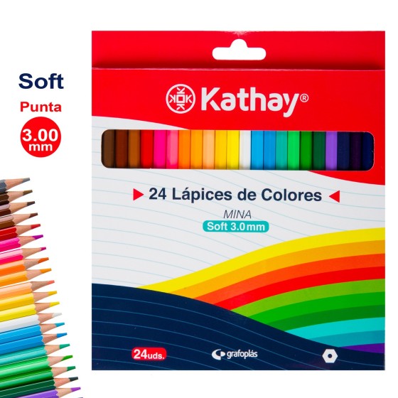 Caja 24 Lápices Colores Hexagonales Kathay