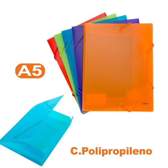 Carpeta Gomas Con 3 Solapas PP Opaco A5 Colores Surtidos Kathay Kathay