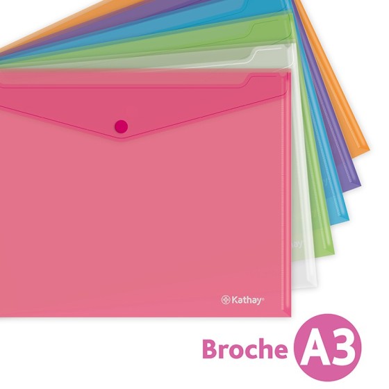 Sobres PP Translúcido Con Cierre Textil A3 Colores Surtidos Kathay Kathay