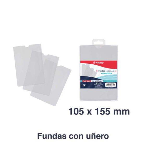 Pack 3 Fundas Transparentes Pvc Piel Naranja 150 Micras Con Uñero 151X104 mm Kathay