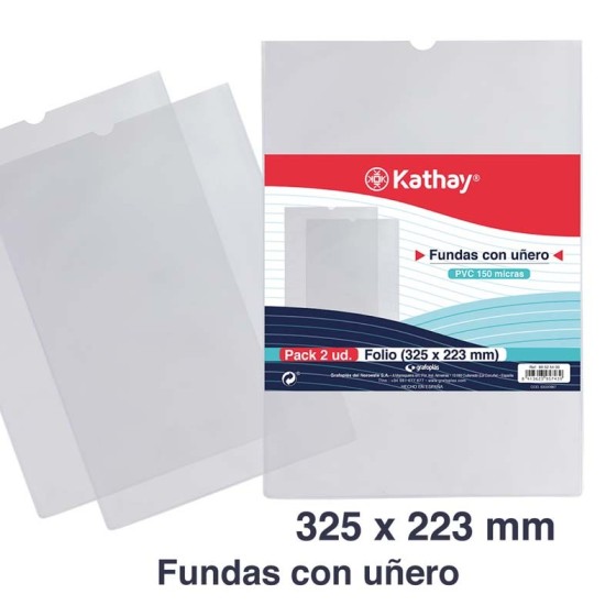 Pack 2 Fundas Transparentes Pvc Piel Naranja 150 Micras Con Uñero Folio Kathay