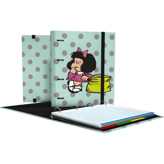 Carpeta De Anillas Con Recambio  Papel Plastificado Soft A4 4X35mm Fsc Mafalda  Grafoplás