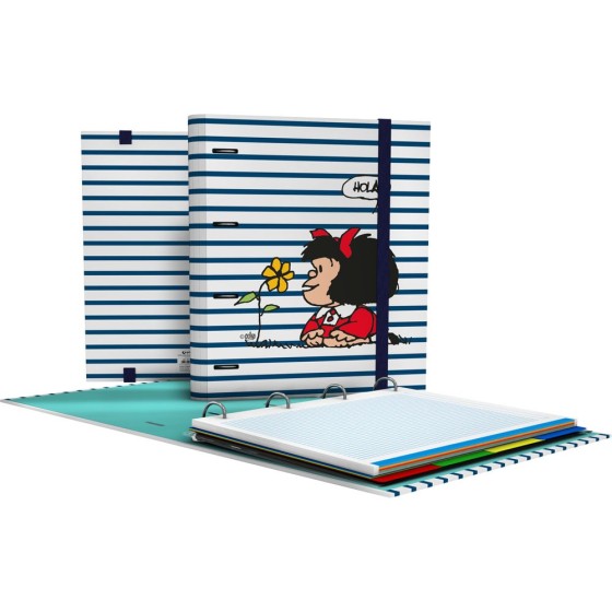 Carpeta De Anillas Con Recambio  Papel Plastificado Soft A4 4X35mm Fsc Mafalda  Grafoplás