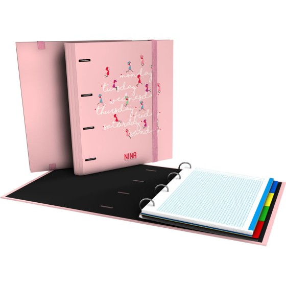 Carpeta De Anillas Con Recambio  Papel Plastificado Soft A4 4X35mm Fsc Nina  Grafoplás