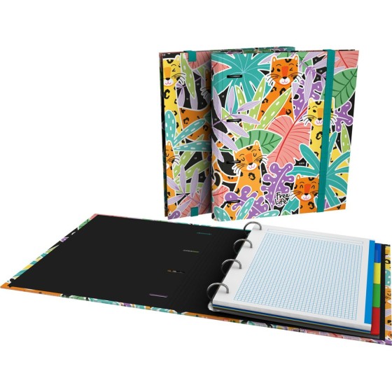 Carpeta De Anillas Con Recambio 4 Anillas de 35 mm. A4 Gris Plomo Fsc Free Life  Leopard Grafoplás