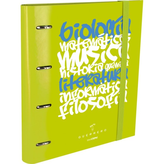 Carpeta De Anillas Con Recambio 4 Anillas de 35 mm. A4 Verde Claro Fsc Uniclase Guerrero