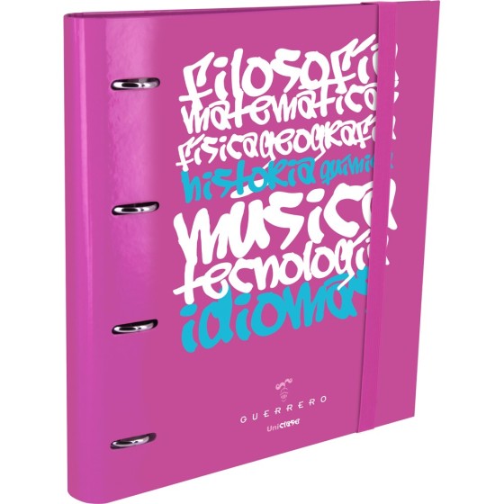 Carpeta De Anillas Con Recambio 4 Anillas de 35 mm. A4 Rosa Fsc Uniclase Guerrero