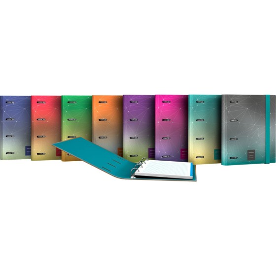 Carpeta De Anillas Con Recambio Metalic Carton Forrado Brillo A5 4X25mm Colores Surtidos Fsc Unequal Metallic Grafoplás