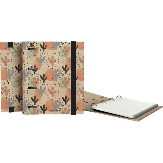 Carpeta De Anillas Uninature Kraft Soft A4 4X25mm Fsc Uninature Design Cactus Grafoplás