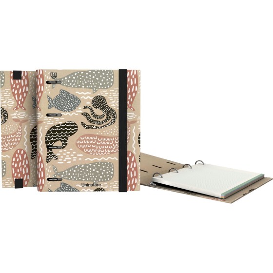 Carpeta De Anillas Uninature Kraft Soft A4 4X25mm Fsc Uninature Design Ballenas Grafoplás