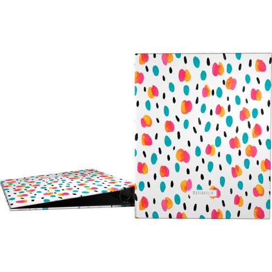 Carpeta De Anillas Papel Plastificado Brillo A4 4X25mm Fsc Moniquilla  Gotas Grafoplás