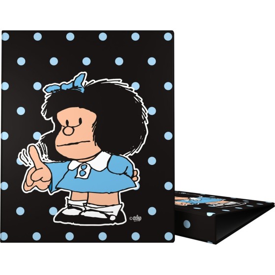Carpeta De Anillas Papel Plastificado Brillo A4 4X25mm Fsc Mafalda  Lunares Grafoplás